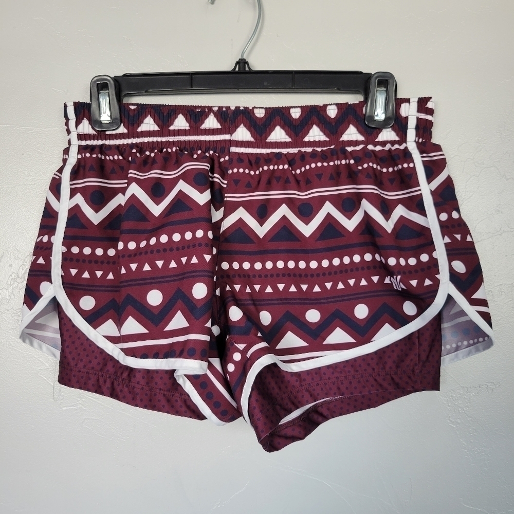 Varsity Spirit Medium Athletic Shorts Lined Burgundy White Navy Blue Sports Gym